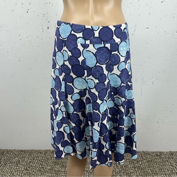 Boden Women’s Size US 4 UK 8 Linen Blue Cirle Print A Line Lined Skirt - Picture 5 of 10